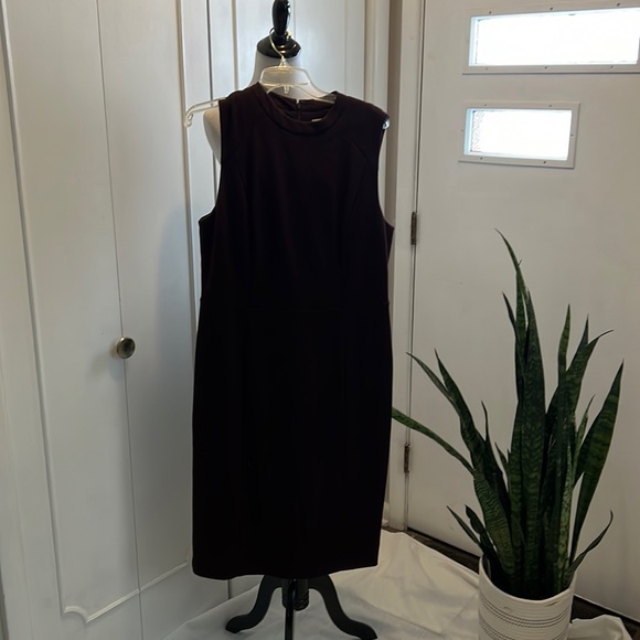 Fitted knee length dress in Merlot color - Picture 1 of 6